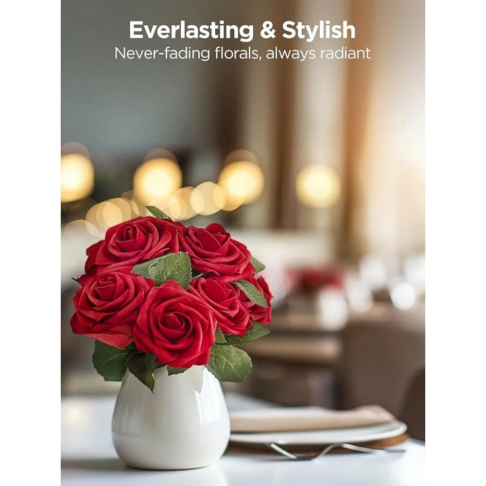 50 Artificial Red Roses NEW - Picture 6 of 7